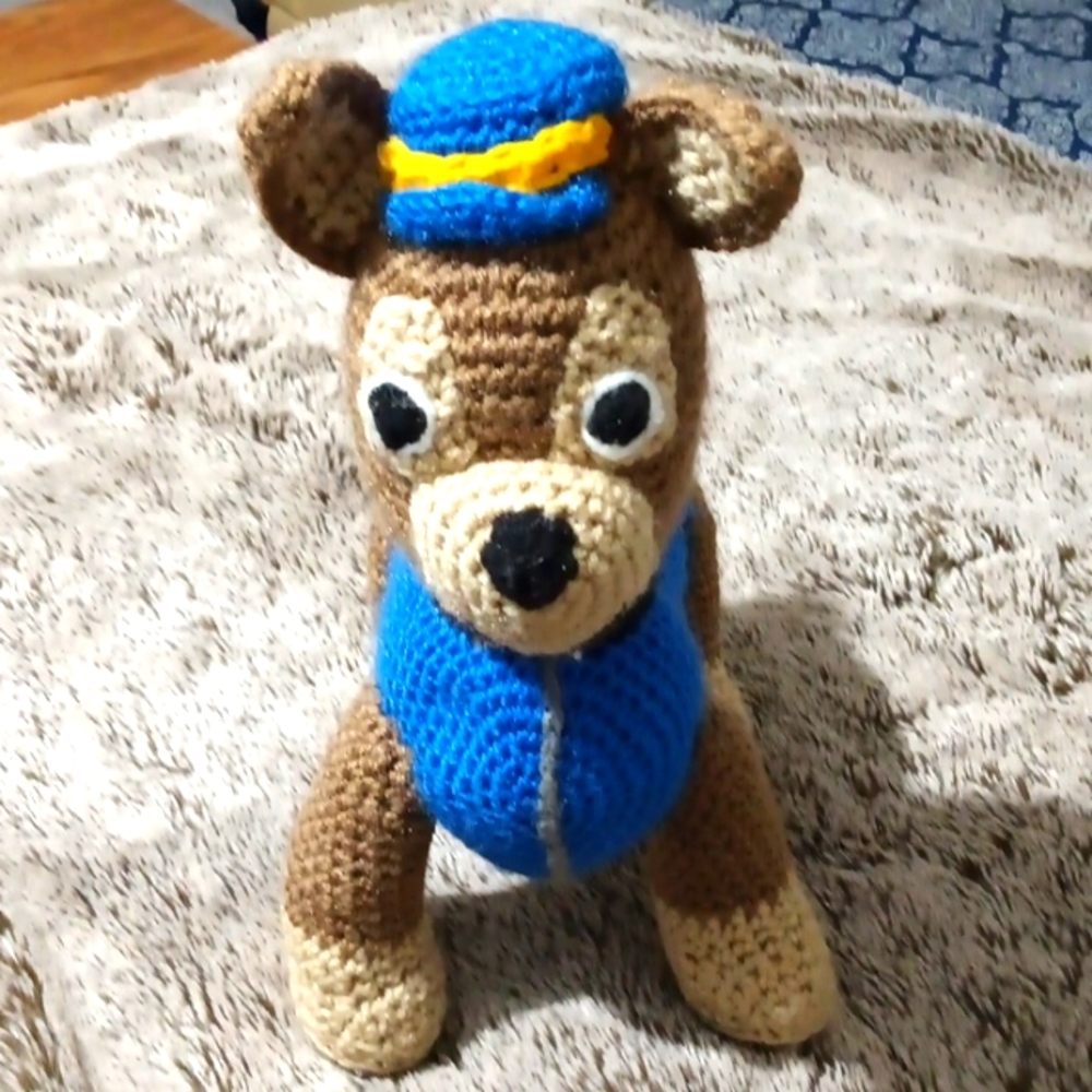 Crochet Paw Patrol Chase, 13 in tall